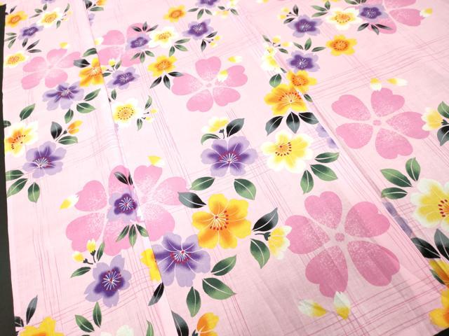 平和屋着物∴夏物 浴衣 花繋ぎ 綿 逸品 DABD2631cd