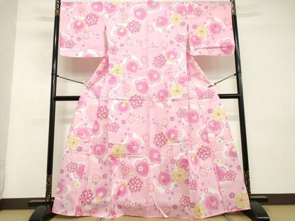 平和屋着物∴夏物 浴衣 舞花文 暈し染め 銀糸 綿 逸品 DABD2633cd
