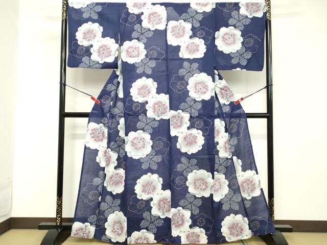 平和屋着物∴夏物　浴衣　舞花文　綿　逸品　DABD2635cd