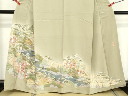 平和屋着物■豪華色留袖　風景文　金閣寺　暈し染め　金彩　正絹　逸品　DABD2646cd