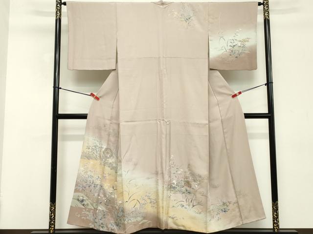平和屋着物■訪問着 流水花鳥文 暈し染め 金銀彩 正絹 逸品 DABD2666cd