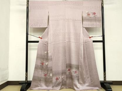 平和屋着物■訪問着 刺繍 草花文 正絹 逸品 DABD2668cd