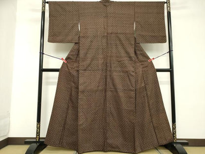 平和屋着物■上質な紬　花菱文　正絹　逸品　DABD2671cd