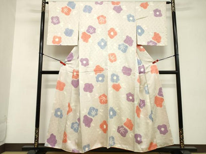 平和屋着物■上質な小紋 絞り 舞花文 正絹 逸品 DABD2683cd
