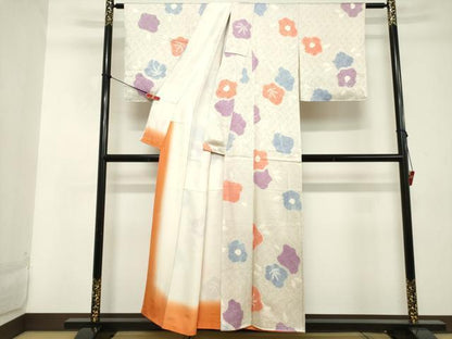 平和屋着物■上質な小紋 絞り 舞花文 正絹 逸品 DABD2683cd