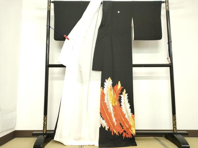 平和屋着物■豪華黒留袖　駒刺繍　松葉文　正絹　逸品　DABD2694cd