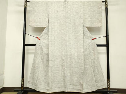 平和屋着物■本塩沢紬　亀甲花文　正絹　逸品　DABD2698cd