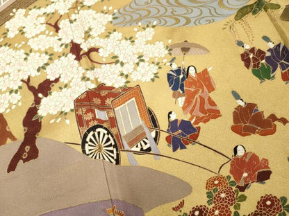 平和屋着物■豪華色留袖　人物風景文　金彩　正絹　逸品　DABD2717cd