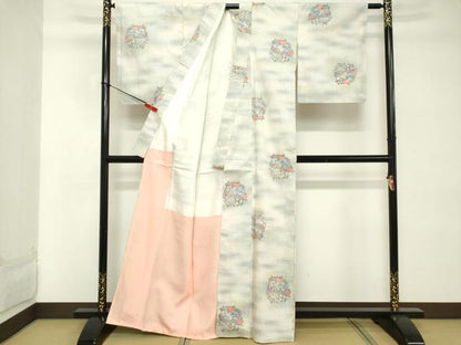 平和屋着物■上質な紬　花鳥丸文　正絹　逸品　DABD2730cd