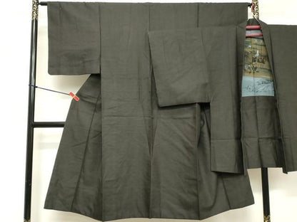 平和屋着物■男性 紬 アンサンブル 100亀甲 総詰め 正絹 逸品 DABD2750cd