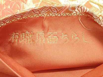 平和屋着物◎六通柄袋帯　有職扇面ちらし　金糸　正絹　逸品　DABD2769cd