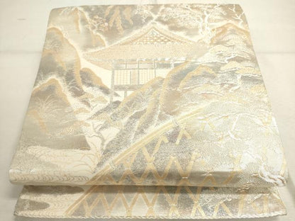 平和屋着物◎六通柄袋帯 風景文 金銀糸 正絹 逸品 DABD2783cd