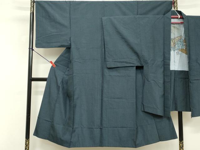 平和屋着物■男性 紬 アンサンブル 長羽織 80亀甲 総詰め 正絹 逸品 DABD2812cd