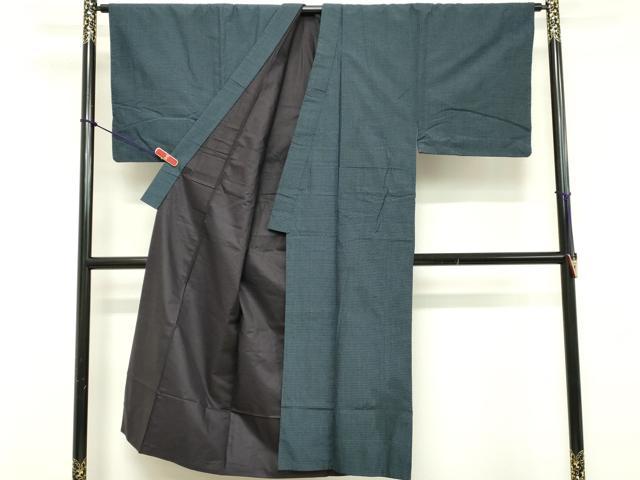 平和屋着物■男性 紬 アンサンブル 長羽織 80亀甲 総詰め 正絹 逸品 DABD2812cd