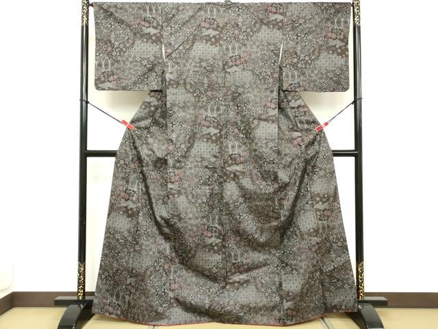 平和屋着物■上質な紬　吉祥花文　正絹　逸品　DABD2828cd