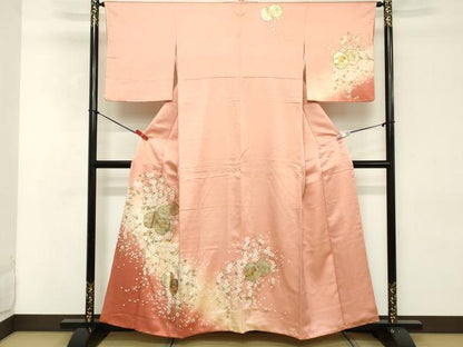 平和屋着物■訪問着　草花文　鼓　暈し染め　金彩　正絹　逸品　DABD2829cd