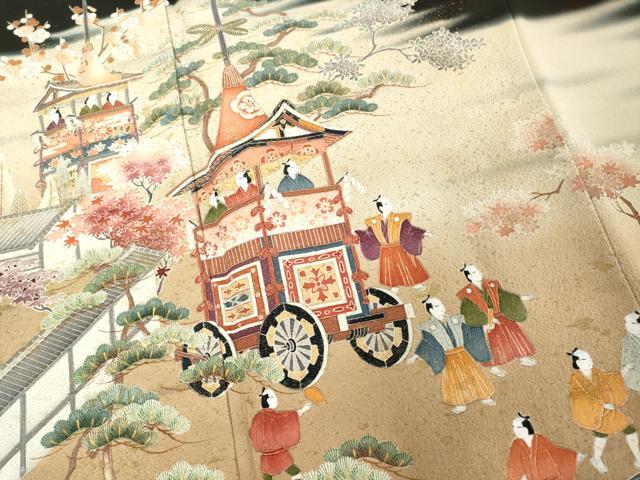 平和屋着物■豪華黒留袖 作家物 人物風景文 鉾 暈し染め 金糸 金彩 正絹 逸品 DABD2843cd