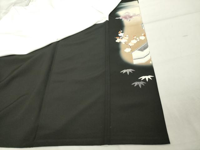 平和屋着物■豪華黒留袖 作家物 人物風景文 鉾 暈し染め 金糸 金彩 正絹 逸品 DABD2843cd