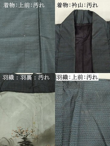 平和屋着物■男性 本場大島紬 アンサンブル 長羽織 100亀甲 総詰め 正絹 逸品 DABD2849cd
