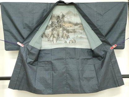 平和屋着物■男性 本場大島紬 アンサンブル 長羽織 100亀甲 総詰め 正絹 逸品 DABD2849cd