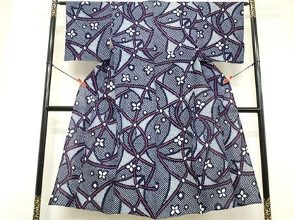 平和屋着物∴夏物 浴衣 有松鳴海絞り 舞花文 綿 逸品 DABD2853cd