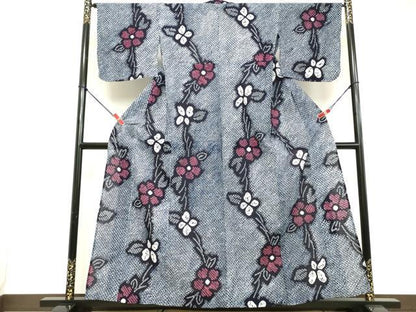 平和屋着物∴夏物 浴衣 有松鳴海絞り 枝花文 綿 逸品 DABD2854cd