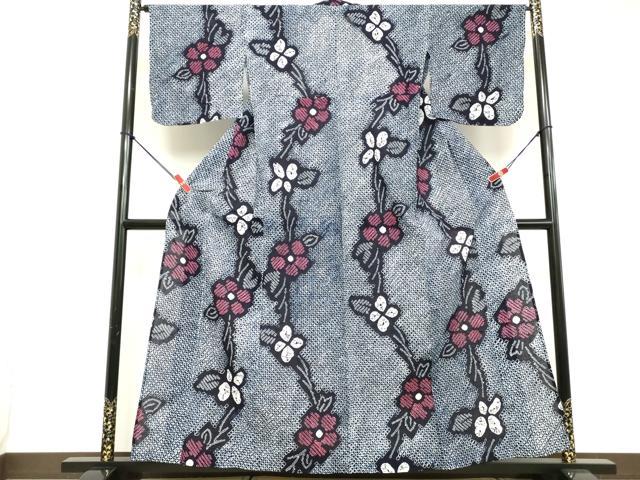 平和屋着物∴夏物 浴衣 有松鳴海絞り 枝花文 綿 逸品 DABD2854cd