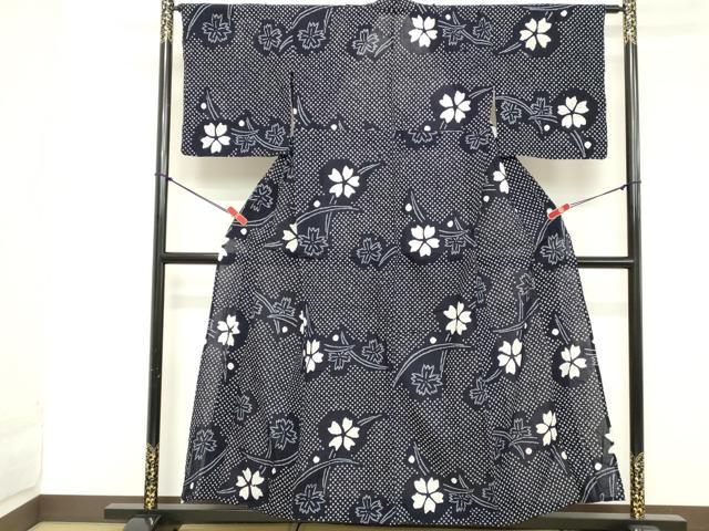 平和屋着物∴夏物 浴衣 有松鳴海絞り 舞花文 綿 逸品 DABD2856cd