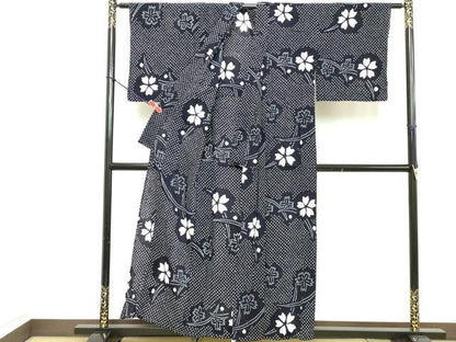 平和屋着物∴夏物 浴衣 有松鳴海絞り 舞花文 綿 逸品 DABD2856cd