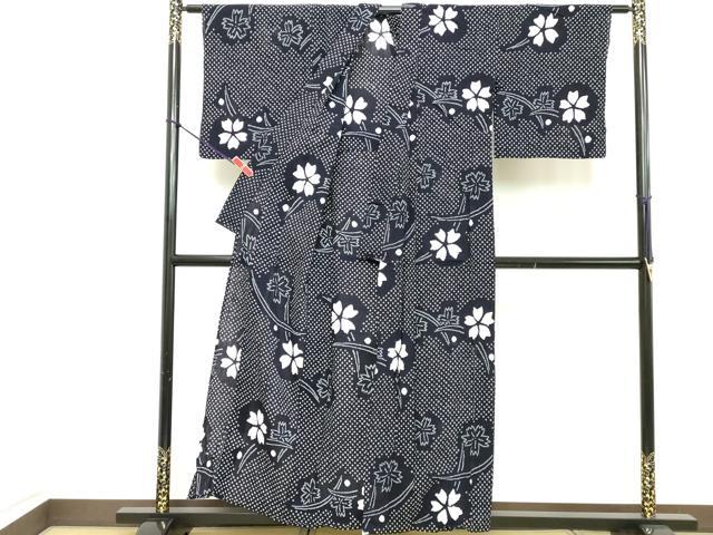 平和屋着物∴夏物 浴衣 有松鳴海絞り 舞花文 綿 逸品 DABD2856cd