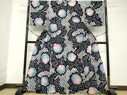 平和屋着物∴夏物 浴衣 有松鳴海絞り 流水花文 綿 逸品 DABD2861cd