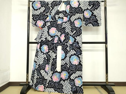 平和屋着物∴夏物 浴衣 有松鳴海絞り 流水花文 綿 逸品 DABD2861cd