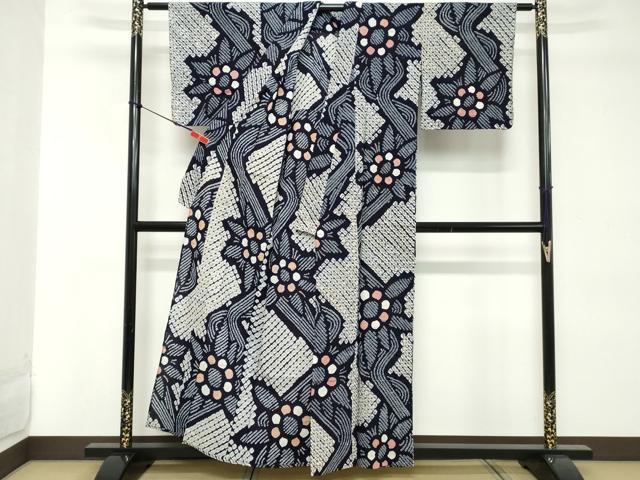 平和屋着物∴夏物 浴衣 有松鳴海絞り 枝花文 綿 逸品 DABD2863cd