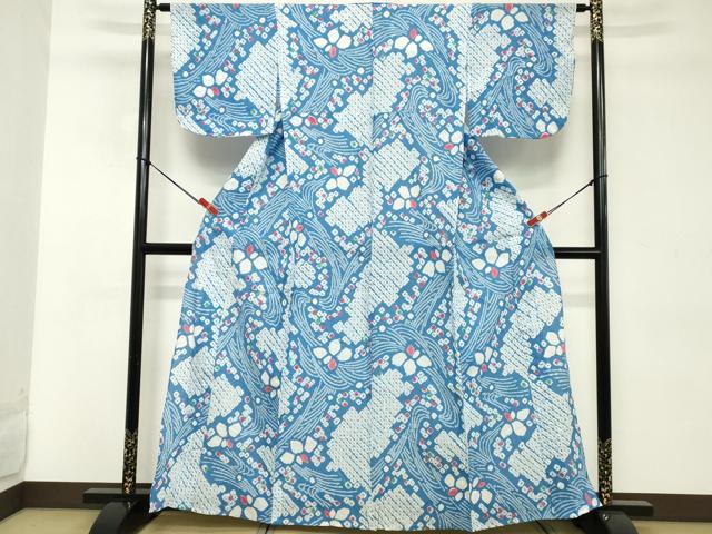 平和屋着物∴夏物 浴衣 有松鳴海絞り 舞花文 綿 逸品 DABD2867cd