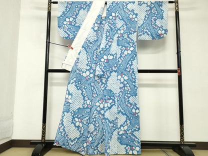 平和屋着物∴夏物 浴衣 有松鳴海絞り 舞花文 綿 逸品 DABD2867cd