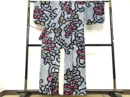 平和屋着物∴夏物 浴衣 有松鳴海絞り 花唐草文 綿 逸品 DABD2868cd
