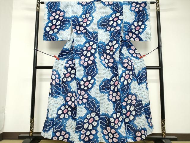平和屋着物∴夏物　浴衣　有松鳴海絞り　草花文　綿　逸品　未使用　DABD2870cd