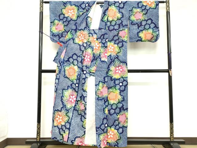 平和屋着物∴夏物 浴衣 有松鳴海絞り 草花文 綿 逸品 未使用 DABD2875cd