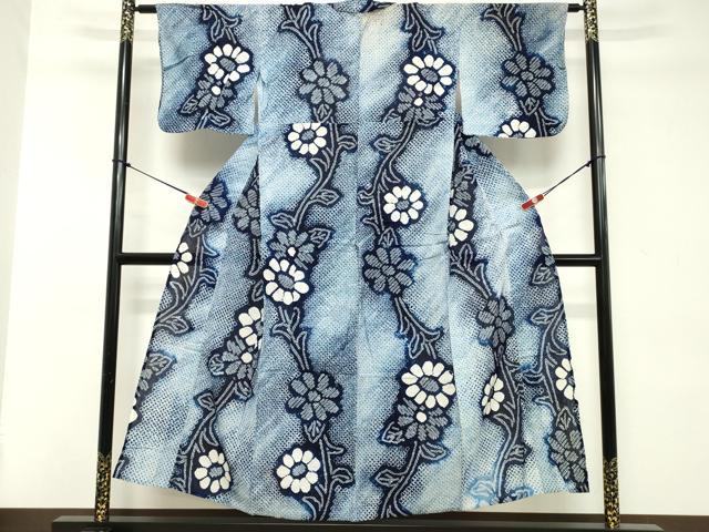 平和屋着物∴夏物 浴衣 有松鳴海絞り 枝花文 綿 逸品 DABD2878cd