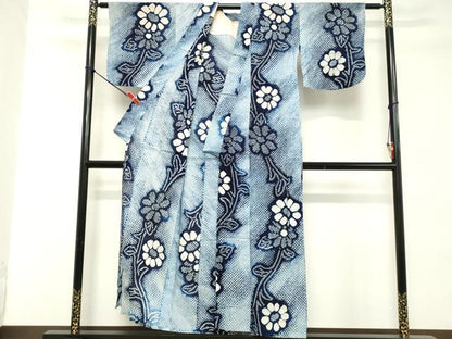 平和屋着物∴夏物 浴衣 有松鳴海絞り 枝花文 綿 逸品 DABD2878cd