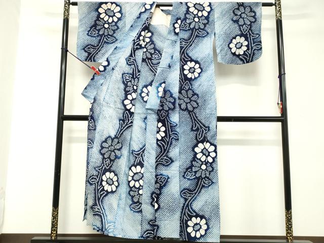 平和屋着物∴夏物 浴衣 有松鳴海絞り 枝花文 綿 逸品 DABD2878cd