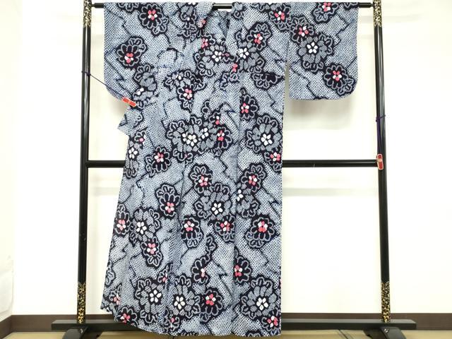 平和屋着物∴夏物 浴衣 有松鳴海絞り 舞花文 綿 逸品 DABD2879cd