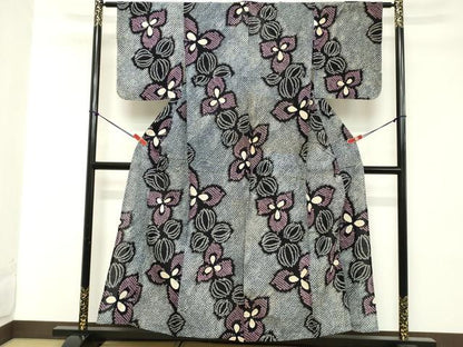 平和屋着物∴夏物　浴衣　有松鳴海絞り　花繋ぎ　綿　逸品　DABD2883cd