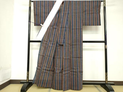 平和屋着物∴夏物　阿波しじら織　浴衣　間道　逸品　DABD2889cd