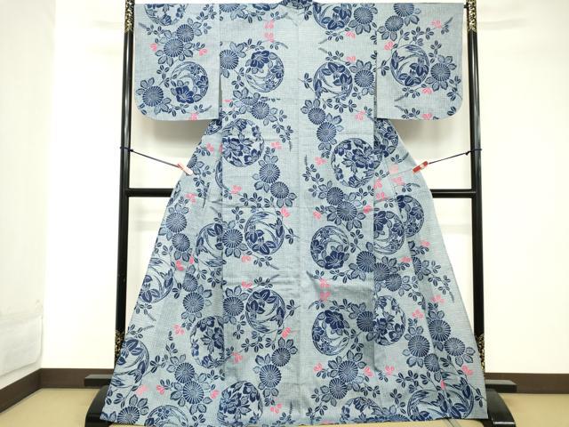 平和屋着物∴夏物 綿紅梅 浴衣 花丸文 綿 逸品 ロング丈 未使用 DABD2891cd