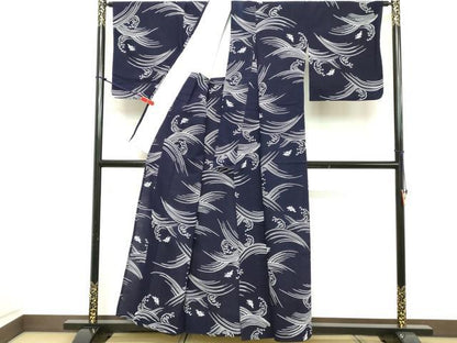 平和屋着物∴夏物 浴衣 荒波文 綿 逸品 DABD2896cd