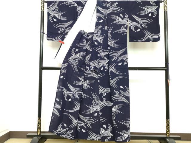 平和屋着物∴夏物 浴衣 荒波文 綿 逸品 DABD2896cd