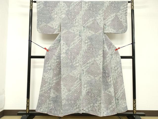 平和屋着物■上質な小紋 切嵌吉祥花文 正絹 逸品 DABD2905cd