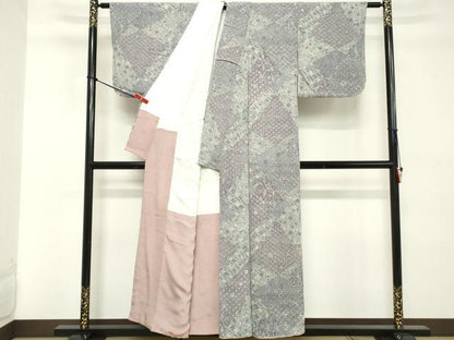 平和屋着物■上質な小紋 切嵌吉祥花文 正絹 逸品 DABD2905cd