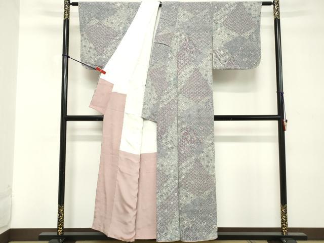 平和屋着物■上質な小紋 切嵌吉祥花文 正絹 逸品 DABD2905cd